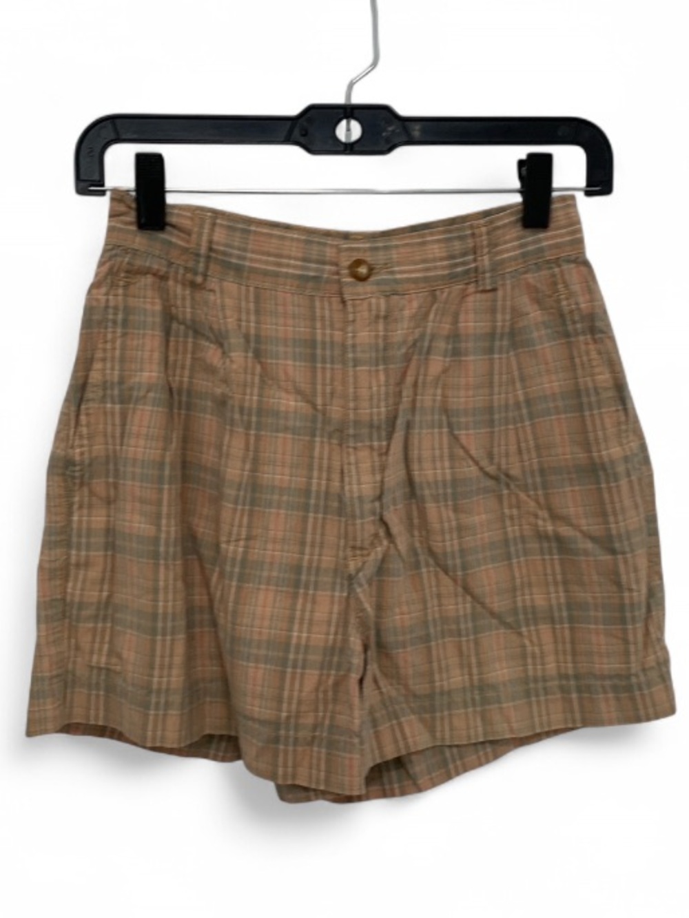 Vintage Dockers Plaid High-Waist Women's Shorts in Light Orange and Green